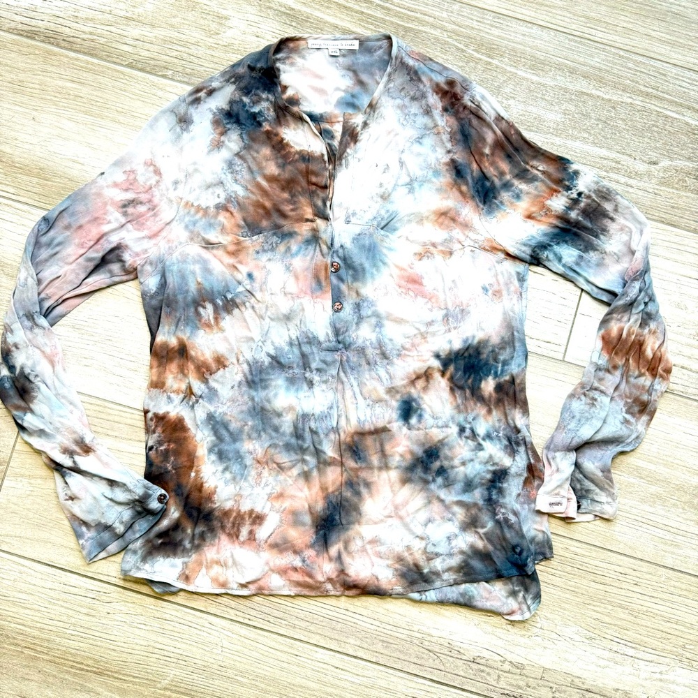 YOUNG FABULOUS & BROKE Tie Dye Button Down Blouse Size XS